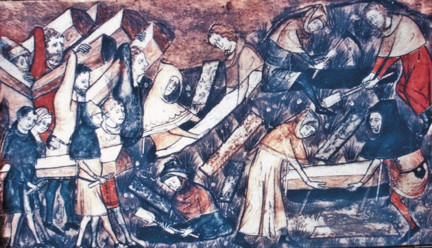 Burying victims of the Black Death